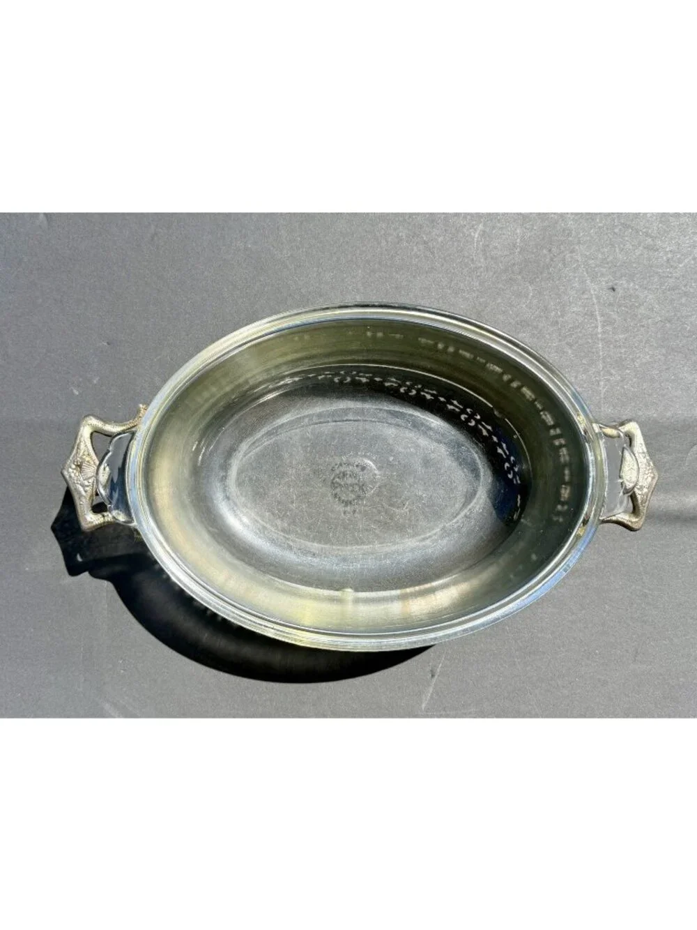 Antique Silver Plated Footed Holder PYREX Oval Casserole Dish